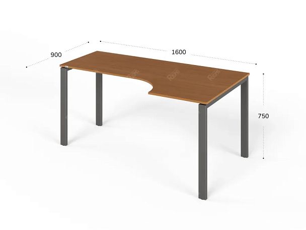 UNITY РМСУ9-16R ВИШНЯ Стол на металлокаркасе угловой правый 1600х900х750 - Вид 1