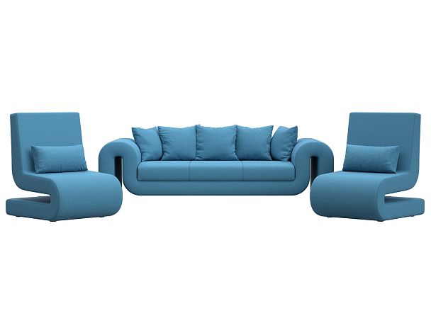 Набор Волна-1 (диван, 2 кресла) Рогожка голубой - Вид 2