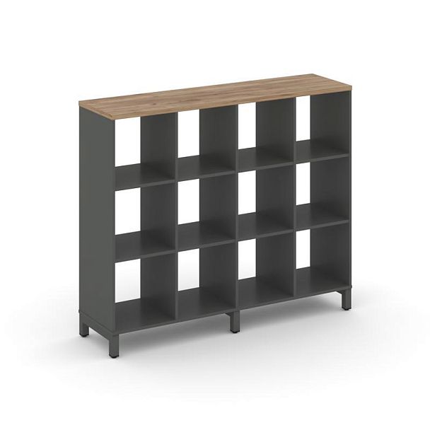 Style Project Каркас стеллажа 3 яр. SN.KS-340 Антрацит/Дуб Табак/Металл Антрацит 1488*400*1248 - Вид 1