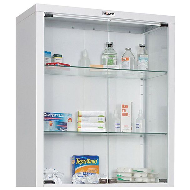 Шкаф медицинский 2-створчатый HILFE "МД 2 1670/SG" 1755х700х320 мм, стекло, белый, S26199203509 - Вид 4