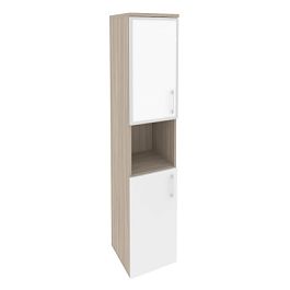 Onix Шкаф высокий узкий левый O.SU-1.4 R (L) white Дуб аттик/Белый бриллиант/Стекло white 400*420*1977 - Фото предпросмотра