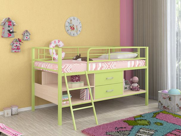 Кровать-чердак "Севилья мини-Я" зеленый - Вид 1