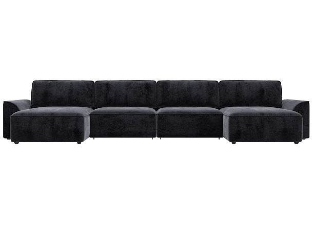 Диван п-образный Лига-048 НПБ лонг Велюр серый - Вид 2