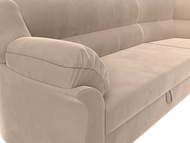 Диван угловой Карнелла правый (полностью велюр бежевый) - Вид 4