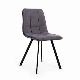 Стул UNO, бархат серый 27/ чёрный профиль - Фото предпросмотра