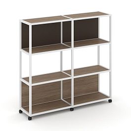 Shelf Mobile Стеллаж 4 уровня 2 секции VR.LT-STK-415.10 Дуб Аризона/Металл Белый/W-25 1970*400*1523 - Фото предпросмотра