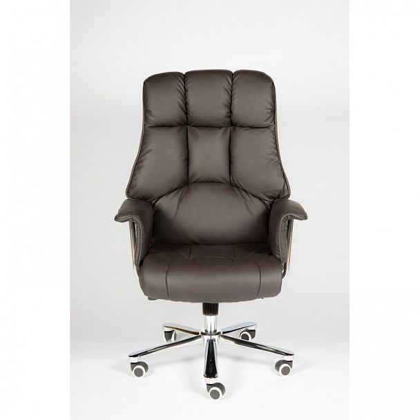 Кресло Президент / сталь + хром / темно-коричневая  экокожа - Вид 9