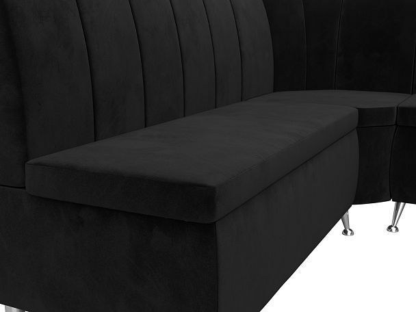 Кухонный угловой диван Кантри правый (полностью велюр черный) - Вид 4