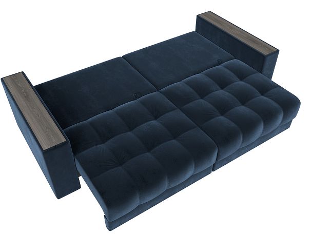 Диван прямой с декором Лига-049 НПБ Велюр синий - Вид 10