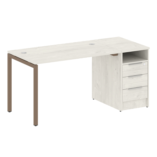 Metal System Quattro Р. ст. с тумбой на П-образном м/к 40БП.РС-СТП-1.2 Дуб наварра/Мокко металл 1612*720*750 - Вид 1