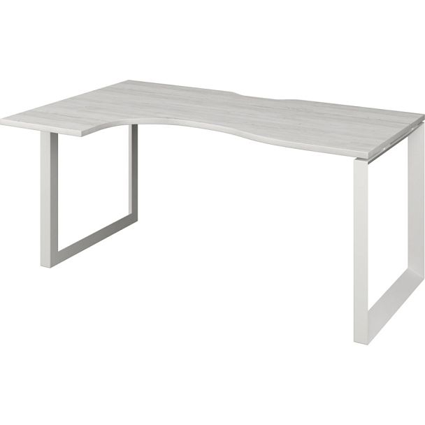 Стол эргономичный левый на металлокаркасе НТМП.О-040.ЛВ Сосна винтер/Белый 1400x1000x750 Аргентум-МП - Вид 1