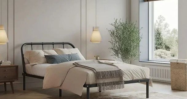 Кровать металлическая Мира 1200х2000, цвет черный - Вид 6