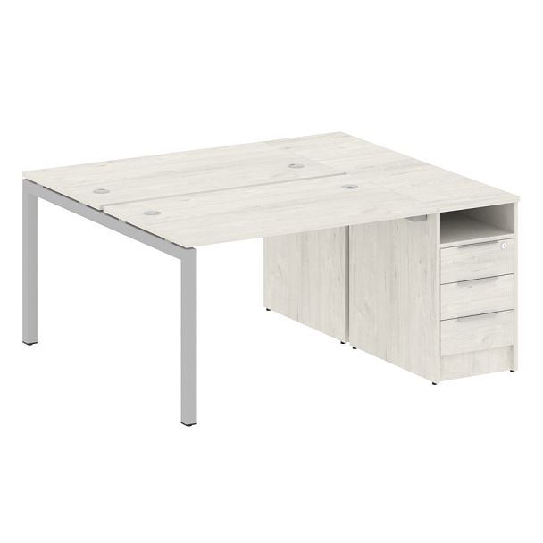 Metal System Quattro Р. ст. с тумбой на П-образном м/к 50БП.РС-СТП-2.2 Дуб наварра/Серый металл 1612*1475*750 - Вид 1