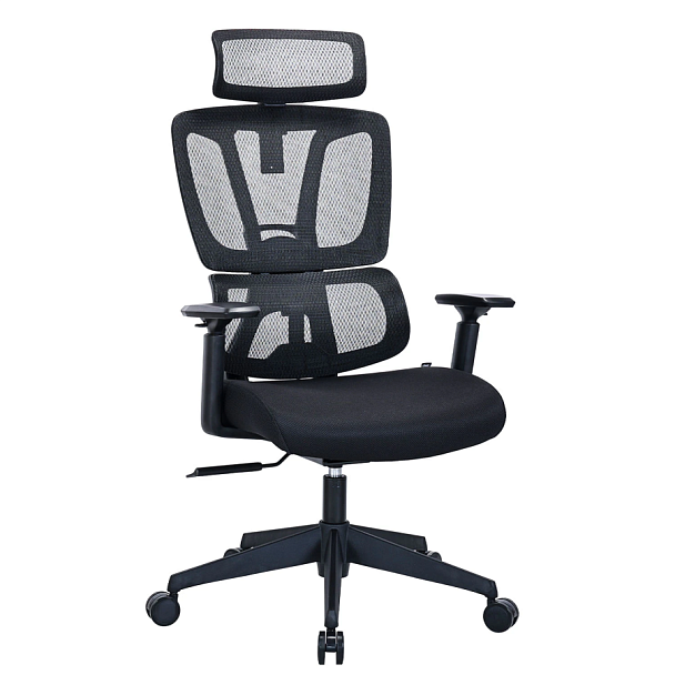 Кресло BRABIX PREMIUM "Veyron ER-703", адаптивный механизм, регулируемый подголовник, сетка/ткань, черное, 532966 - Вид 1