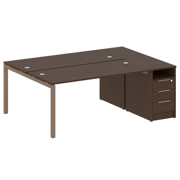 Metal System Quattro Р. ст. с тумбой на П-образном м/к 50БП.РС-СТП-2.4 Венге/Мокко металл 2012*1475*750 - Вид 1
