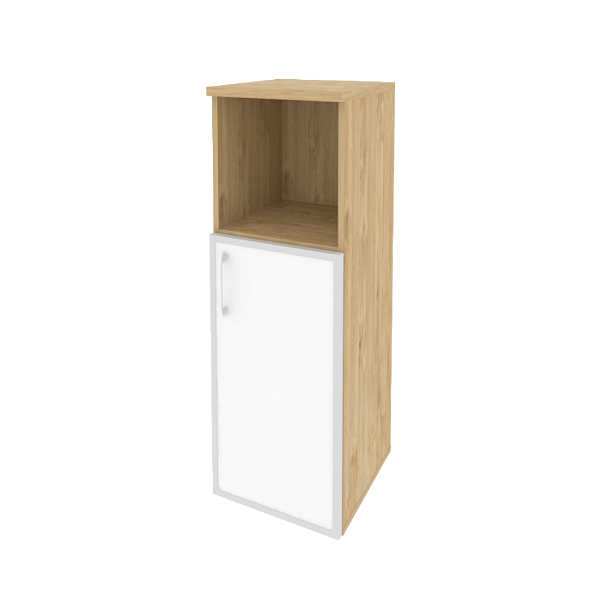 Onix Шкаф средний узкий правый O.SU-2.2 R (R) white Тиквуд светлый/Стекло 400*420*1207 - Вид 1