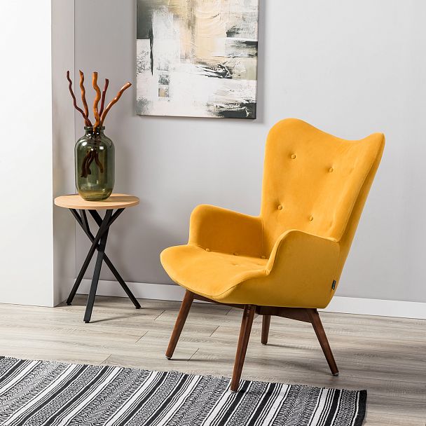 Кресло Хайбэк желтый/т.орех - Вид 9