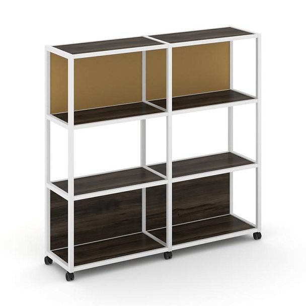 Shelf Mobile Стеллаж 4 уровня 2 секции VR.LT-STK-415.10 Дуб Мали/Металл Белый/W-31 1970*400*1523 - Вид 1