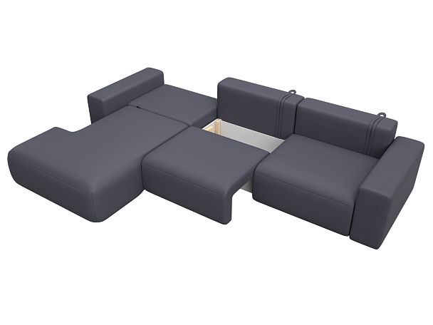 Диван угловой Лига-036 НПБ Классик Лонг левый угол Экокожа серый - Вид 8