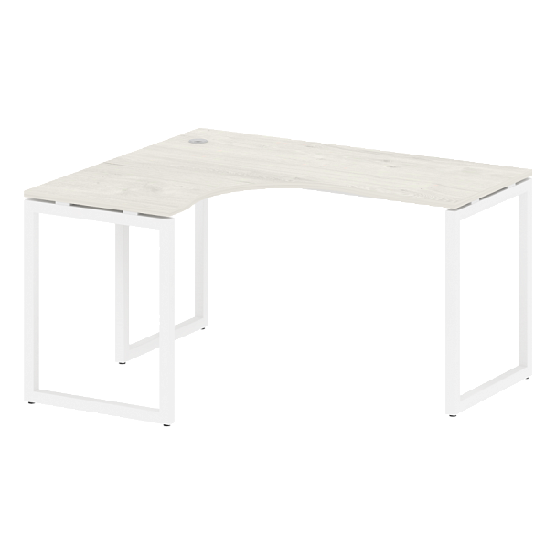 Metal System Quattro Стол криволинейный левый на О-образном м/к 40БО.СА-3 (L) Дуб наварра/Белый металл 1400*1200*750 - Вид 1