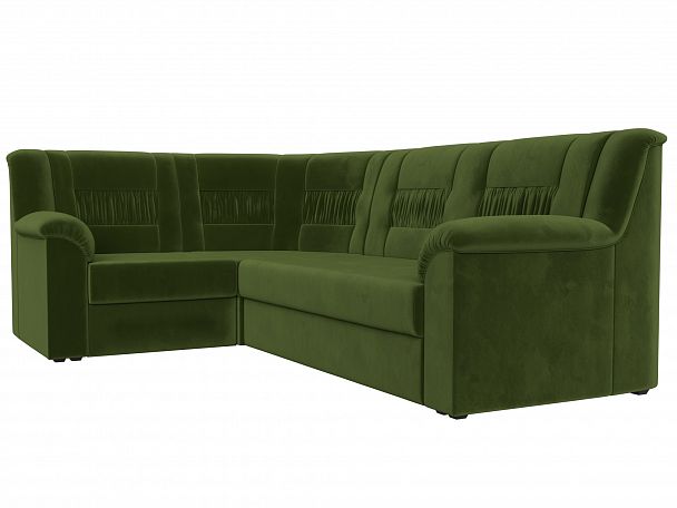 Угловой диван Карелия левый угол (полностью микровельвет зеленый) - Вид 3