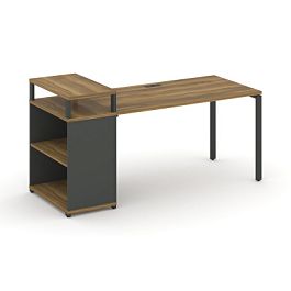 Concept Стол рабочий с опорным стеллажом с верх. горизонтом  CN.SP-208 Сандал Янтарный/Антрацит/Металл Антрацит 2000*720*917 - Фото предпросмотра