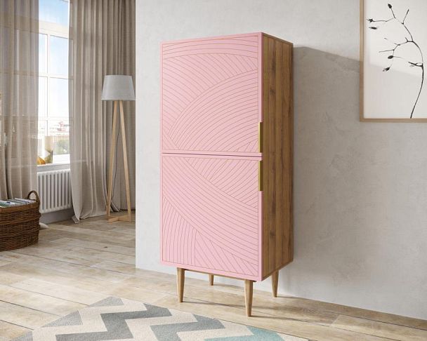 Вертикальный комод с двумя дверками Line LN05/GR1/pink - Вид 3