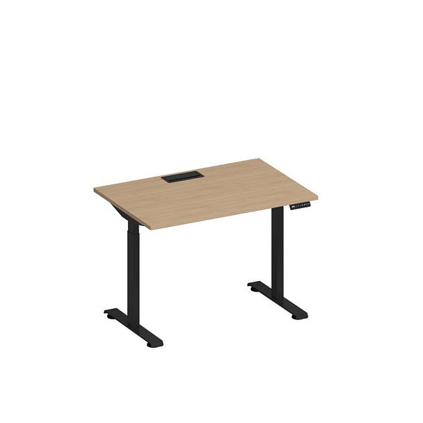 Стол письменный на электроприводе с заглушкой Elevo А2 ЧР 001 НД натуральный дуб / черный гладкий - Вид 1