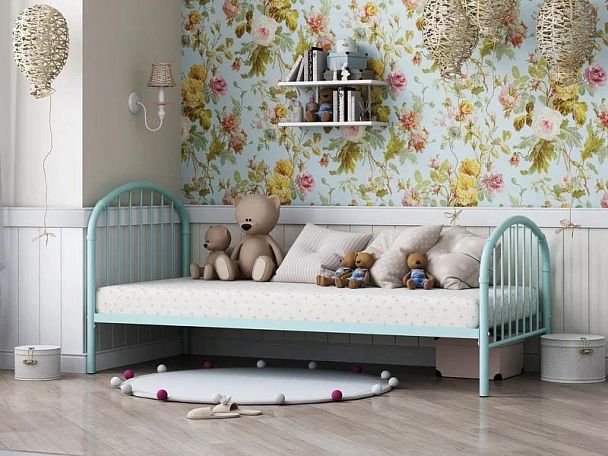 Кровать односпальная "Эвора-1" бирюзовый - Вид 1