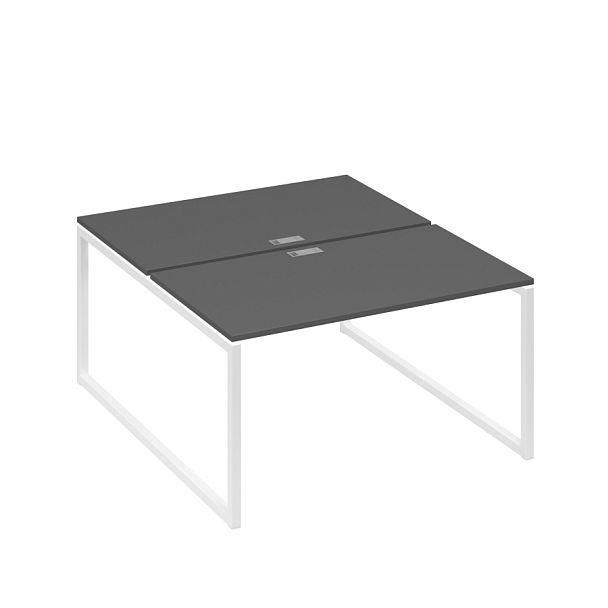 Рабочая станция QUATTRO (2х140) опоры металлокаркас A4 А4 Б4 177 БП антрацит премиум / металлокаркас белый - Вид 1