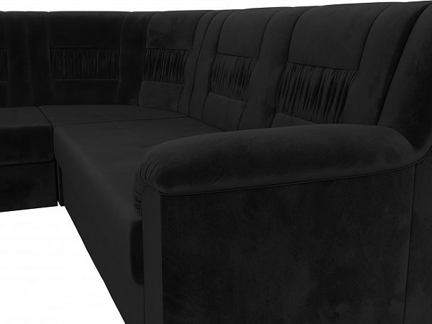 Угловой диван Карелия левый угол (полностью велюр черный) - Вид 4