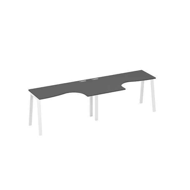 Рабочая станция Классика (2х140) каркас TRE A4 А4 Б3 033-2 БП антрацит премиум / металлокаркас белый - Вид 1