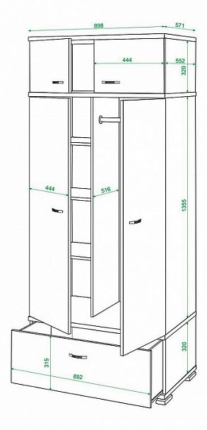 Шкаф платяной Домино КС-20 Венге - Вид 3