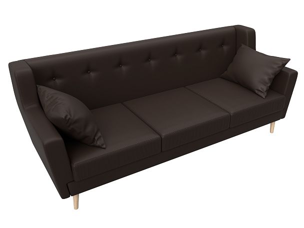 Прямой диван Брайтон 3 (полностью экокожа коричневая) - Вид 5