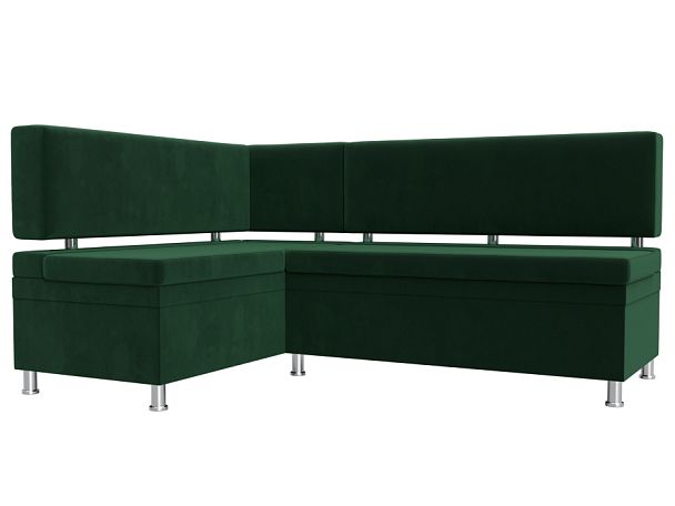 Кухонный уголок Стайл левый (полностью велюр зеленый) - Вид 1