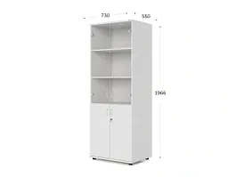 UNITY РШКС-02Г БЕЛЫЙ Шкаф со стеклянными дверьми Прямой 730х550х1966 - Фото предпросмотра