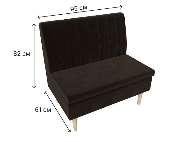 Диван прямой Мини Микровельвет коричневый - Вид 8