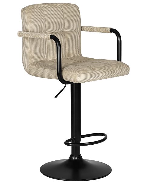 Стул барный DOBRIN KRUGER ARM BLACK (бежевый вельвет (LAR-E2041-04)) - Вид 2