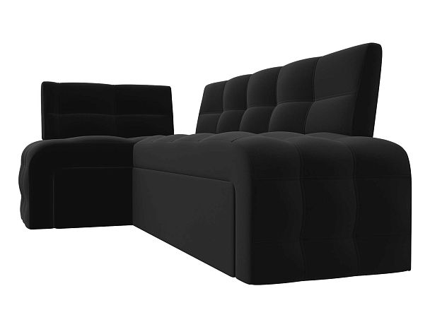Кухонный угловой диван Люксор левый (полностью микровельвет черный) - Вид 3