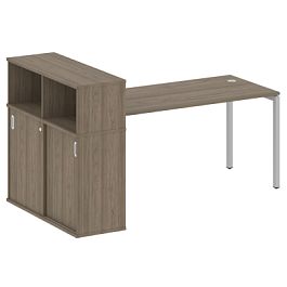 Metal System Quattro Стол письменный с шкафом-купе на П-образном м/к 40БП.РС-СШК-3.4 Т Вяз/Серый металл 2010*1120*1098 - Фото предпросмотра