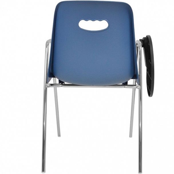 Стул Venezia (4 высокие ножки с подлокотниками + столик TLT) хром, синий - Вид 4