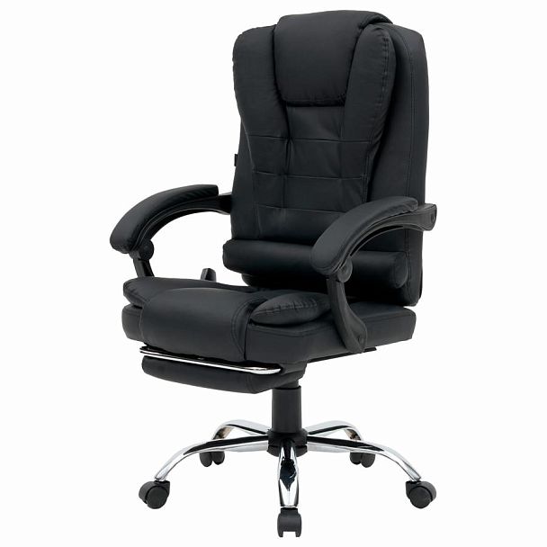 Кресло офисное CROMEX "Lounge MS-007", подножка, 6 массажных модулей, экокожа, черное, 532960 - Вид 9