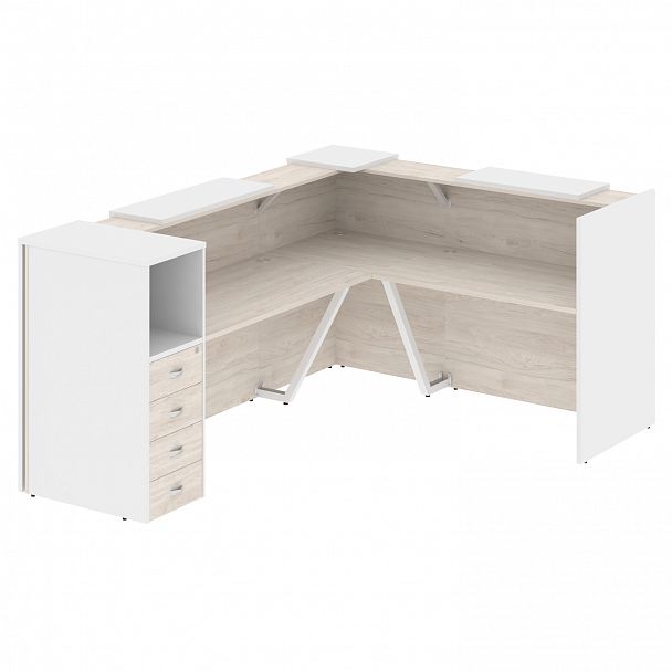 Ресепшн Г-образный "Onix" O.R-K-27 денвер светлый/белый - Вид 1