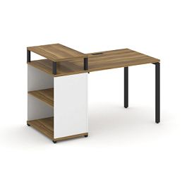 Concept Стол рабочий с опорным стеллажом с верх. горизонтом  CN.SP-205 Сандал Янтарный/Белый Бриллиант/Металл Черный 1400*720*917 - Фото предпросмотра
