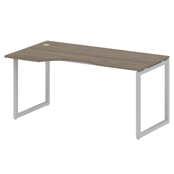Metal System Quattro Стол криволинейный левый на О-образном м/к 40БО.СА-1 (L) Вяз/Серый металл 1600*900*750 - Вид 1