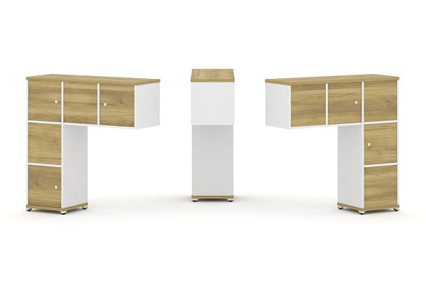 Concept Надставка низкая CN.DNN-007 Дуб Винченцо/Белый Бриллиант/Металл Белый 1099*365*1130 - Вид 1