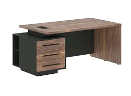 VELION VENEER Стол руководителя VRCT 1890 L 1800х900х750 Американский орех/Яшма черный Velion veneer кабинет руковод  черный/американский орех - Фото предпросмотра