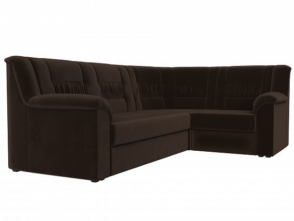 Угловой диван Карелия правый (полностью микровельвет коричневый) - Вид 3