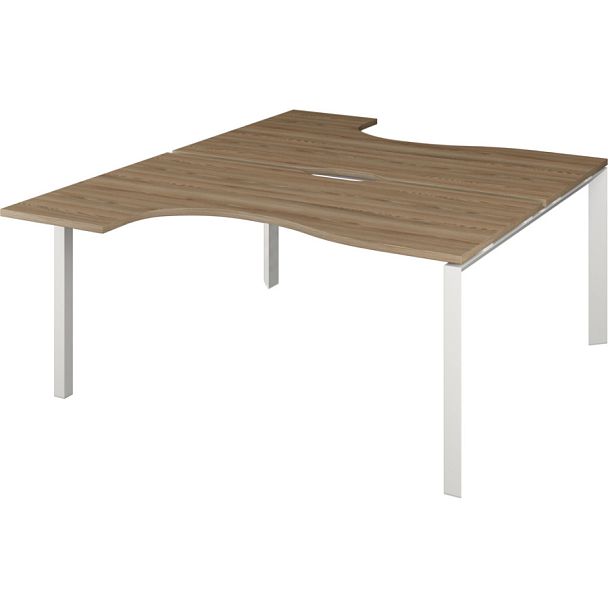 Бенч эргономичный на 2 рабочих места на металлокаркасе НТМП.П.Б2-040 Дуб сафари/Белый 1400x2036x750 Аргентум-МП - Вид 1