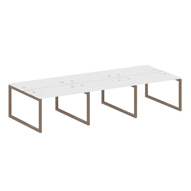 Metal System Quattro Р. ст. на 6 раб. места на О-образном м/к 50БО.СМ-6.2 Белый/Мокко металл 3600*1475*750 - Вид 1